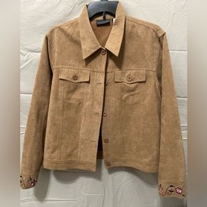 Relativity Jackets & Coats Relativity Faux Suede Embroidered Light Jacket {Lg}